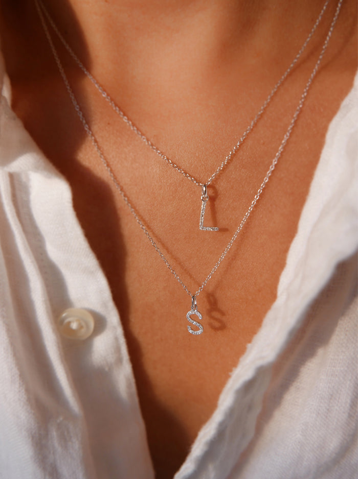 Diamond Pendant Letter Necklace