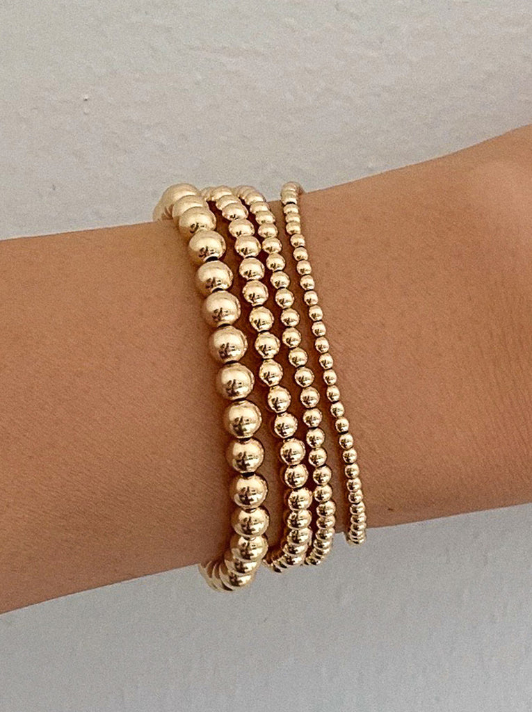 Gold Beaded Bracelets 5mm / 7"