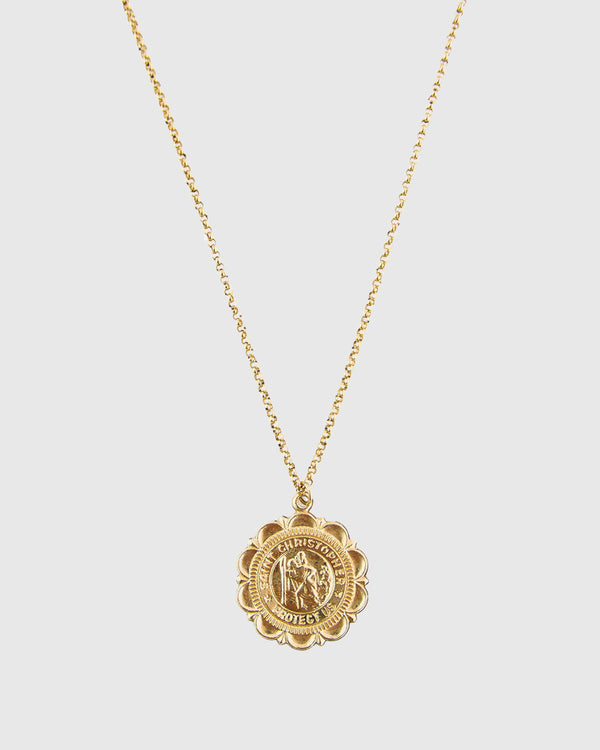 St. Christopher Medallion Necklace - 14K Gold Filled